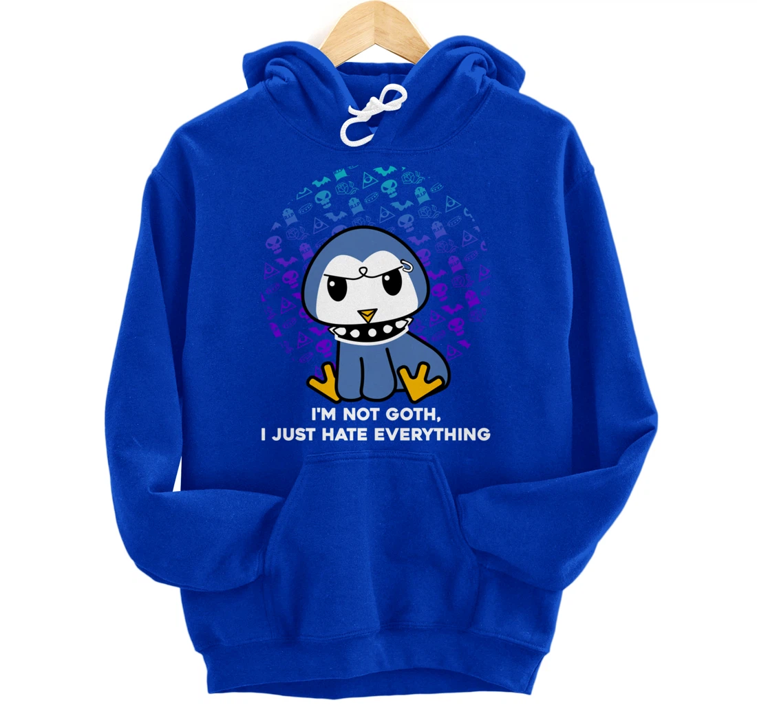 I'm Not Goth I Just Hate Everything Gothic Nerd Penguin Pullover Hoodie