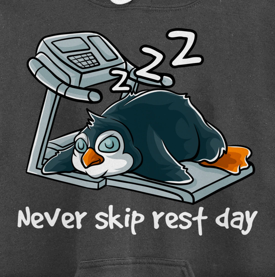 Never Skip Rest Day Gym Workout Cardio Sleeping Penguin Pullover Hoodie