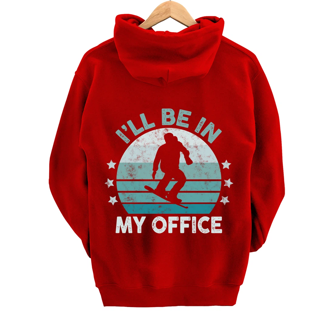 Snowboarding I’ll Be In My Office Winter Ice Sports Retro Pullover Hoodie
