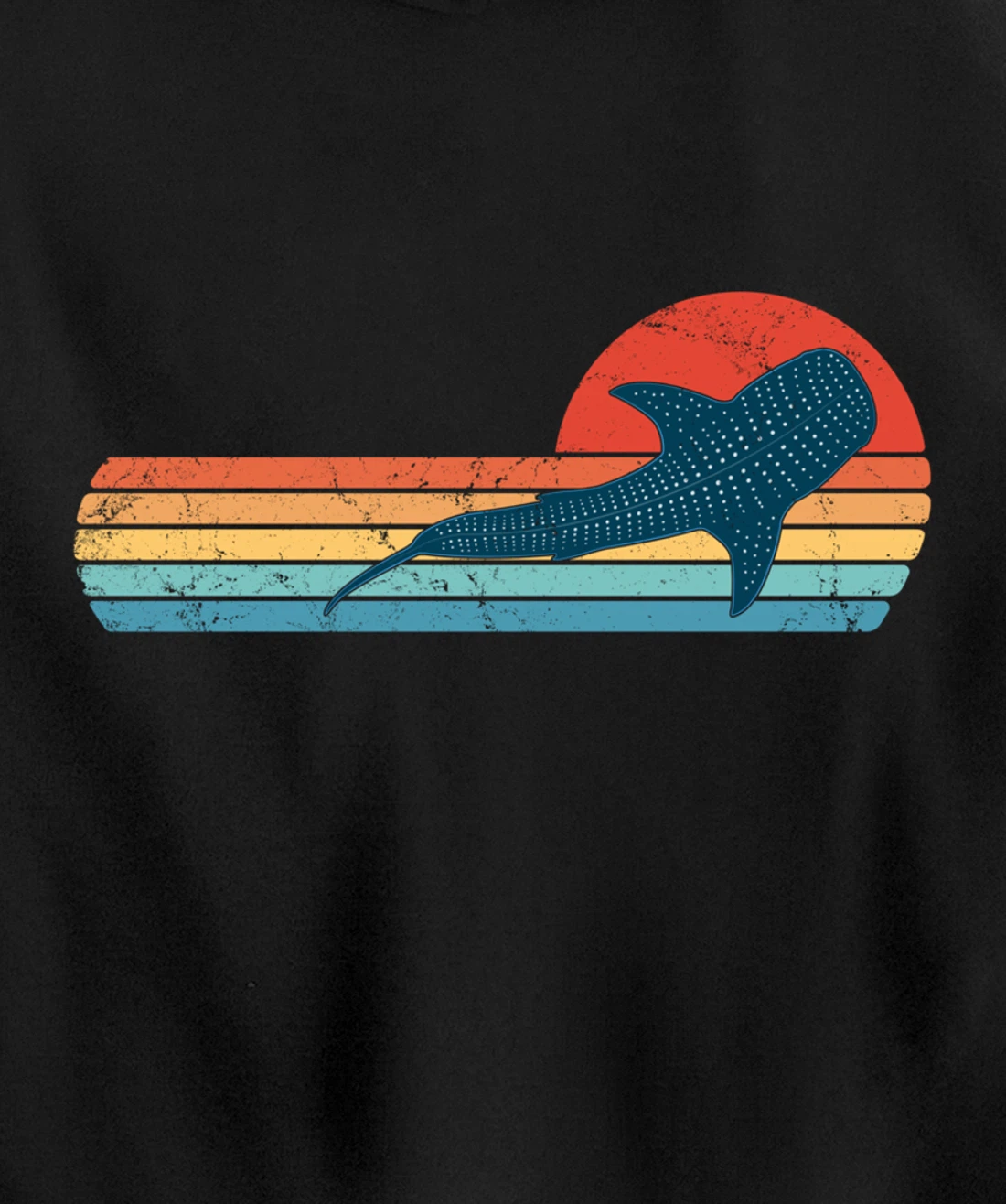 Whale Shark Vintage Sunset Pullover Hoodie