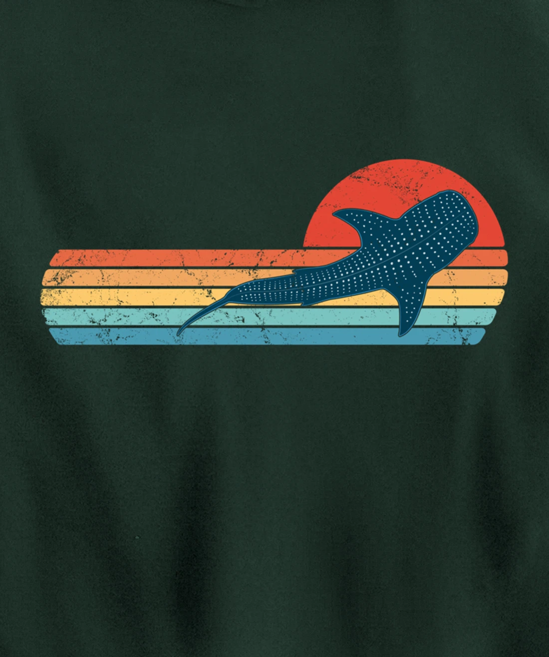 Whale Shark Vintage Sunset Pullover Hoodie