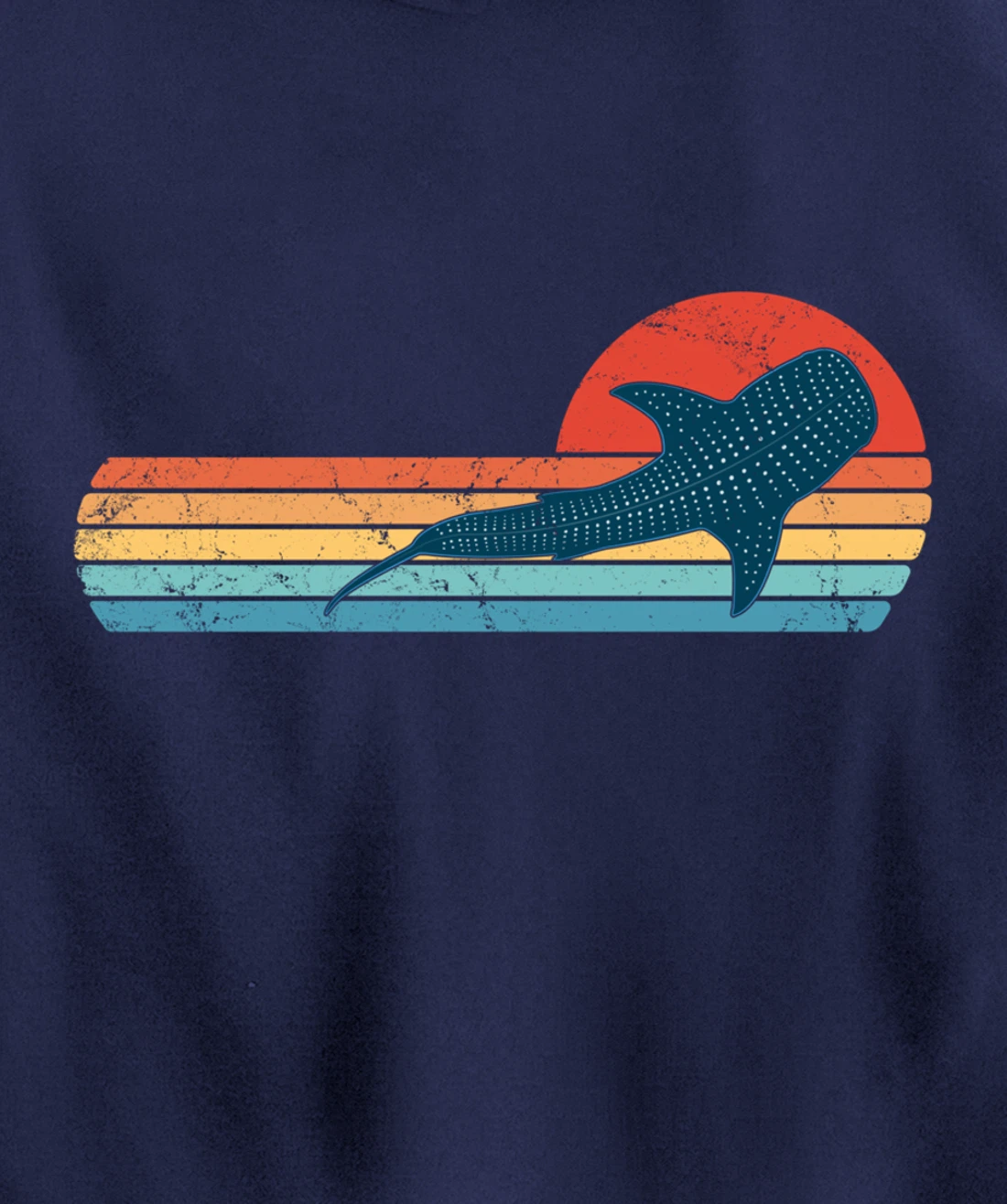 Whale Shark Vintage Sunset Pullover Hoodie