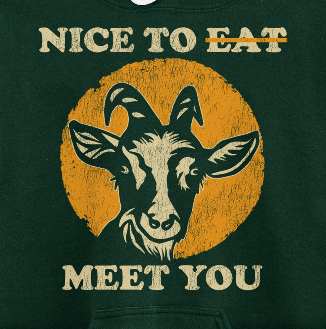 Support Animal Liberation Rights Vegan Distressed Goat Art Pullover Hoodie