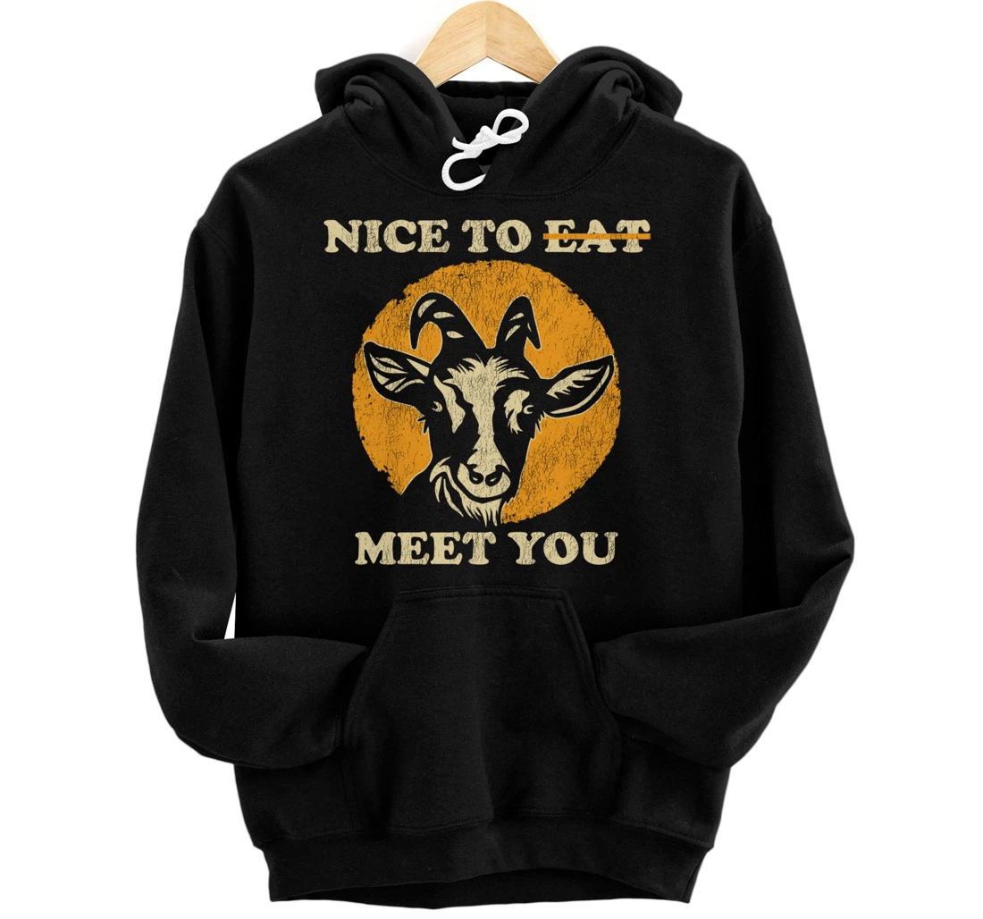 Support Animal Liberation Rights Vegan Distressed Goat Art Pullover Hoodie
