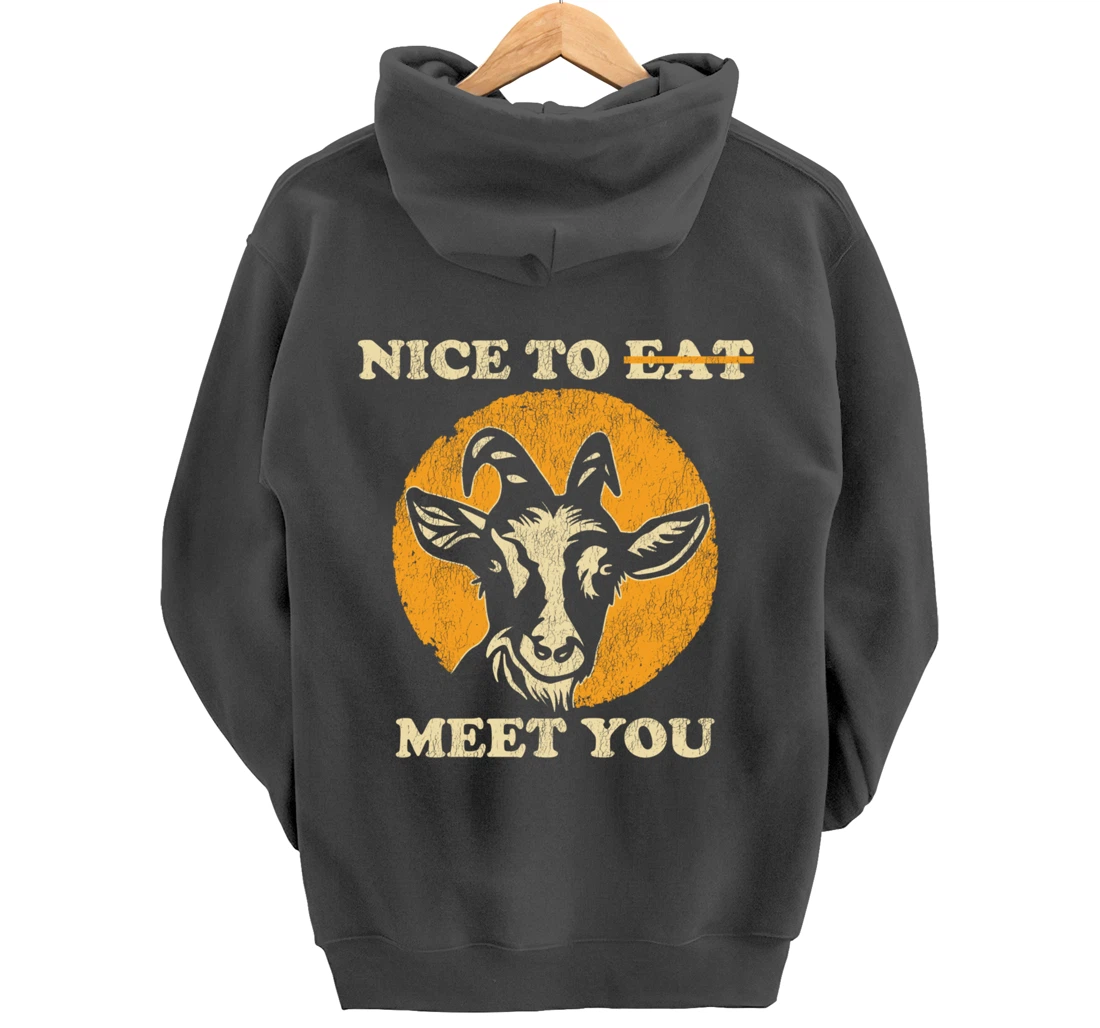 Support Animal Liberation Rights Vegan Distressed Goat Art Pullover Hoodie