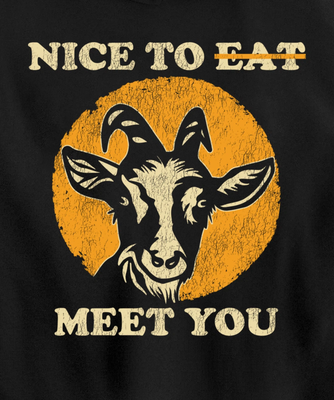 Support Animal Liberation Rights Vegan Distressed Goat Art Pullover Hoodie