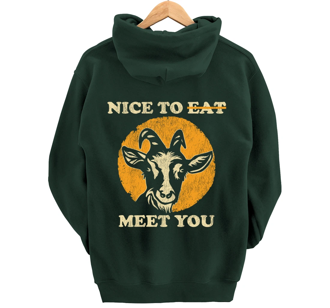 Support Animal Liberation Rights Vegan Distressed Goat Art Pullover Hoodie