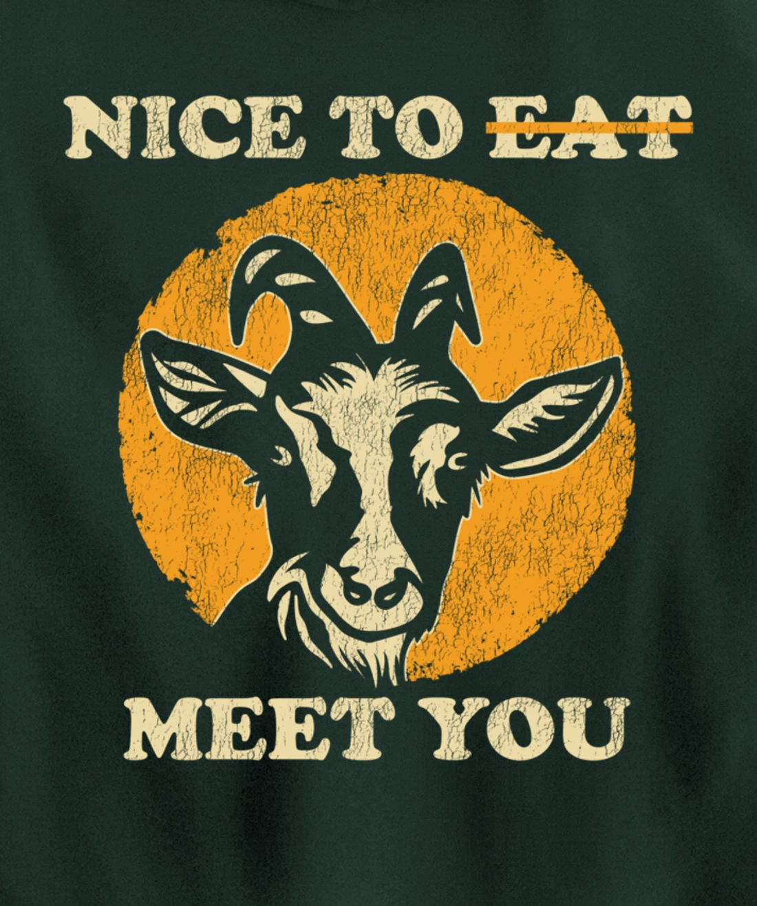 Support Animal Liberation Rights Vegan Distressed Goat Art Pullover Hoodie