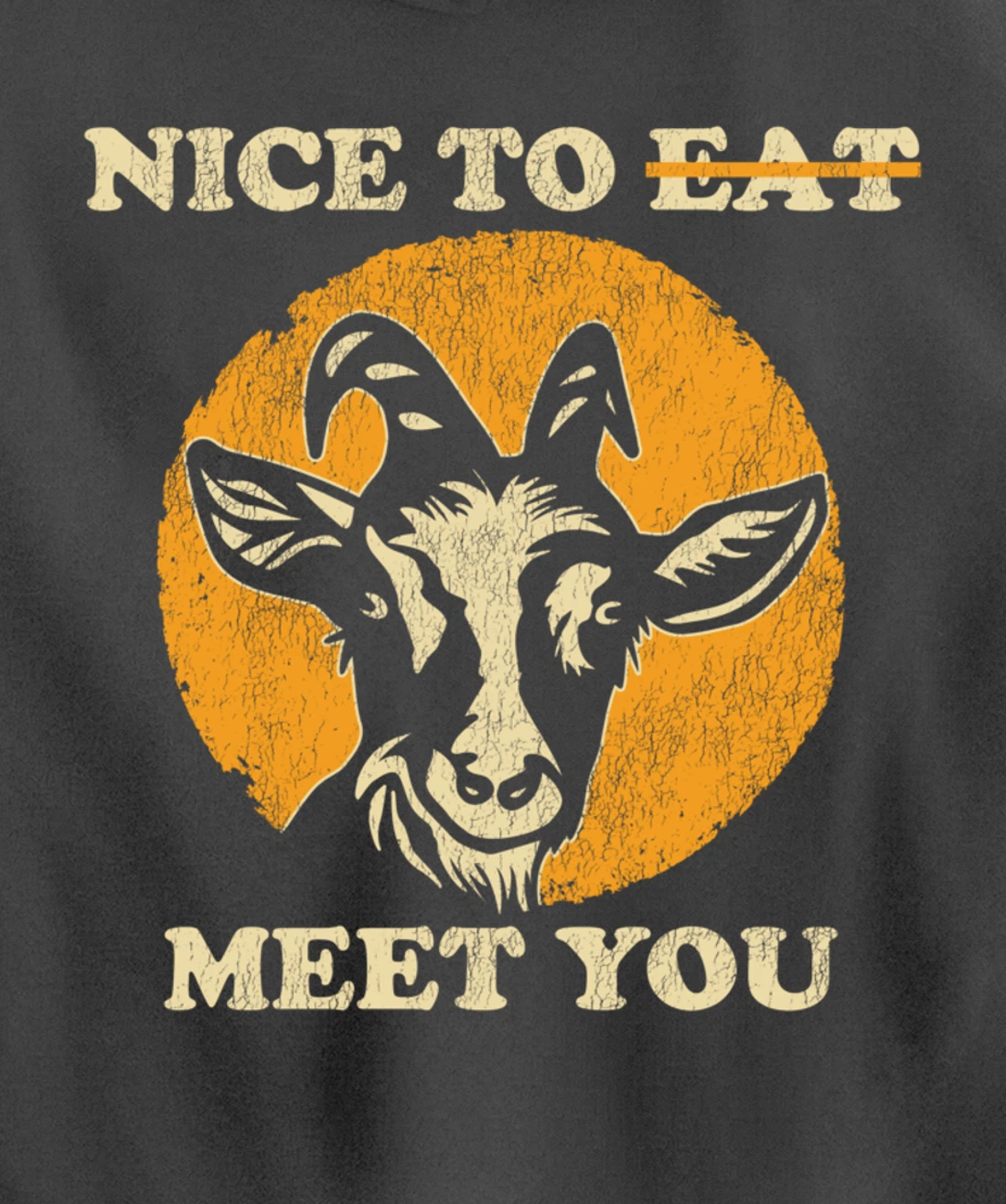 Support Animal Liberation Rights Vegan Distressed Goat Art Pullover Hoodie