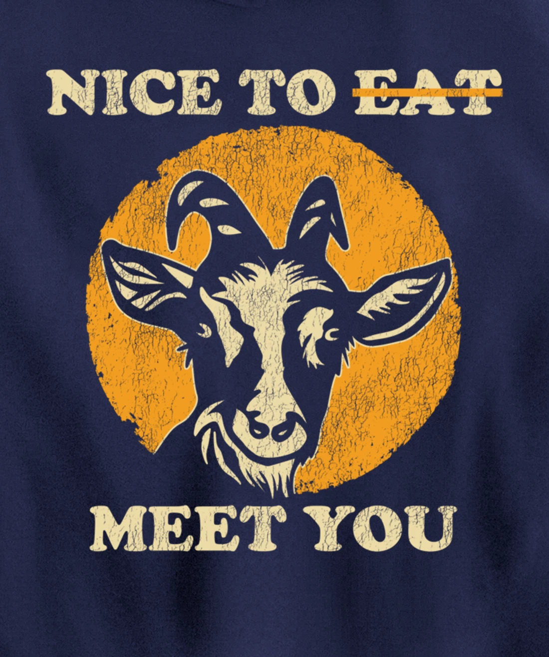 Support Animal Liberation Rights Vegan Distressed Goat Art Pullover Hoodie