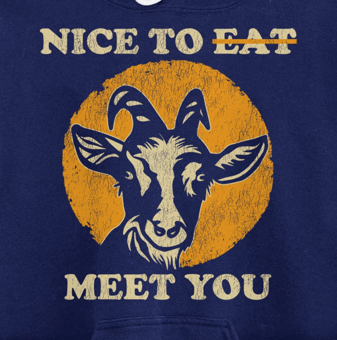 Support Animal Liberation Rights Vegan Distressed Goat Art Pullover Hoodie