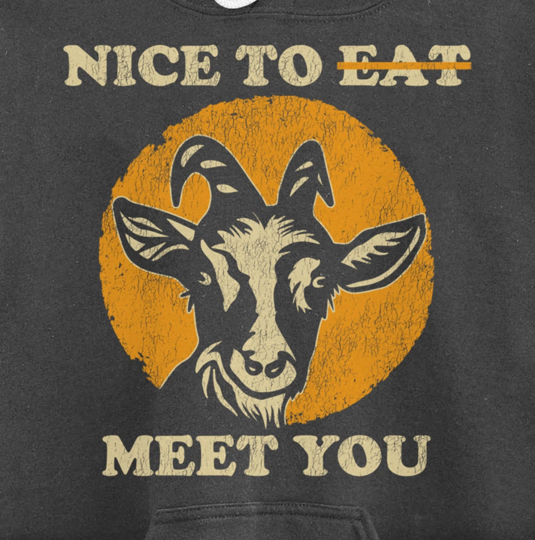 Support Animal Liberation Rights Vegan Distressed Goat Art Pullover Hoodie