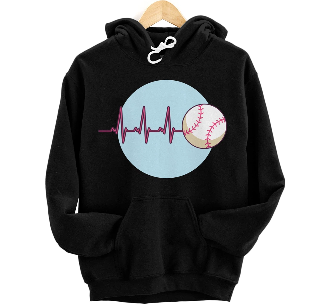 Baseball Softball Sport Heartbeat Pullover Hoodie