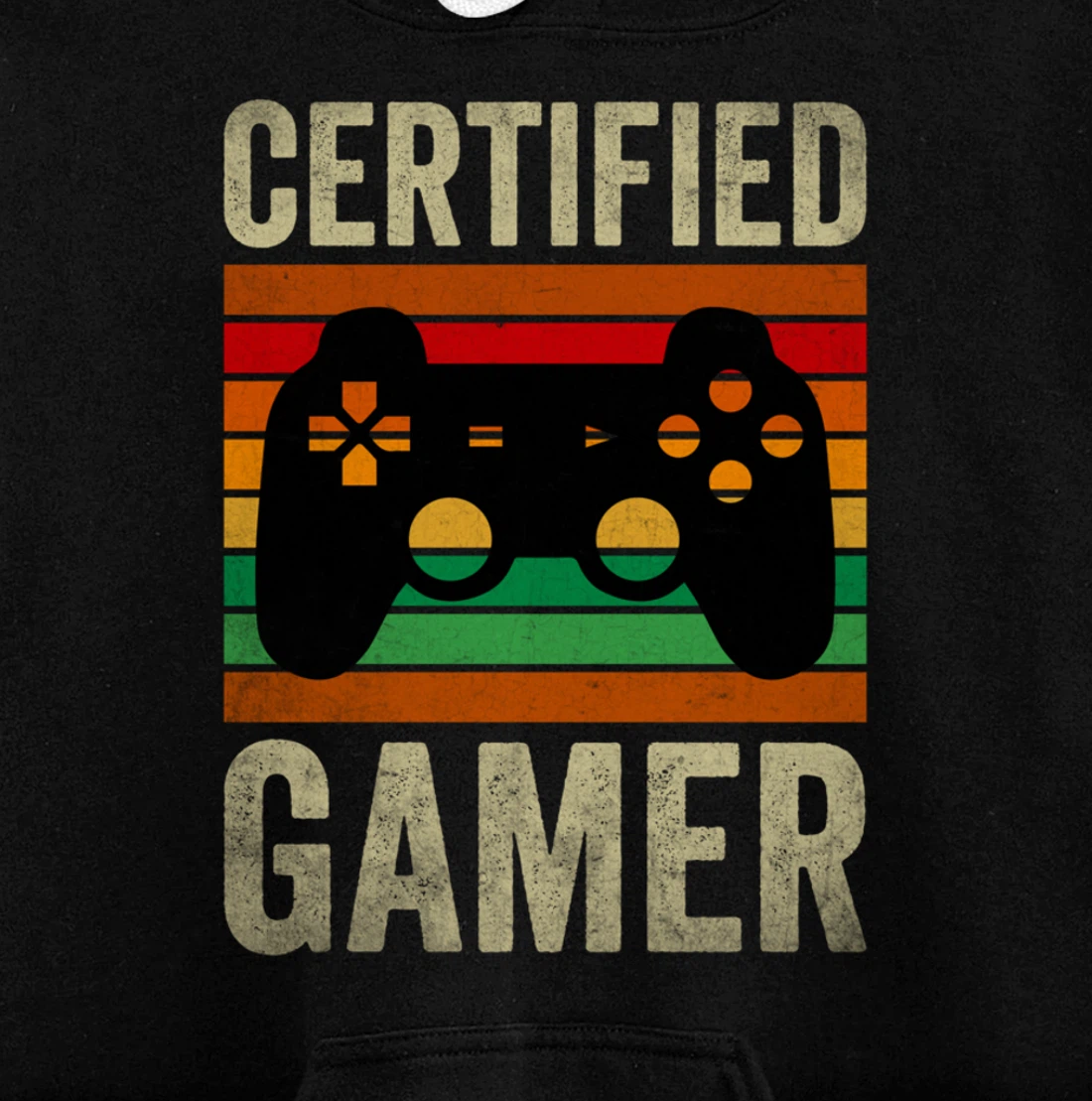 Certified Gamer Retro Funny Video Games Gaming Vintage Pullover Hoodie