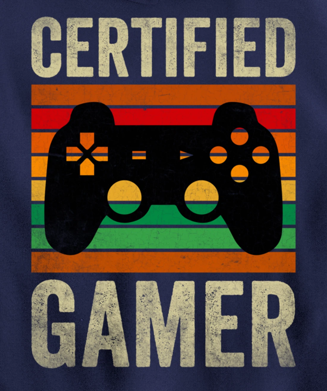 Certified Gamer Retro Funny Video Games Gaming Vintage Pullover Hoodie