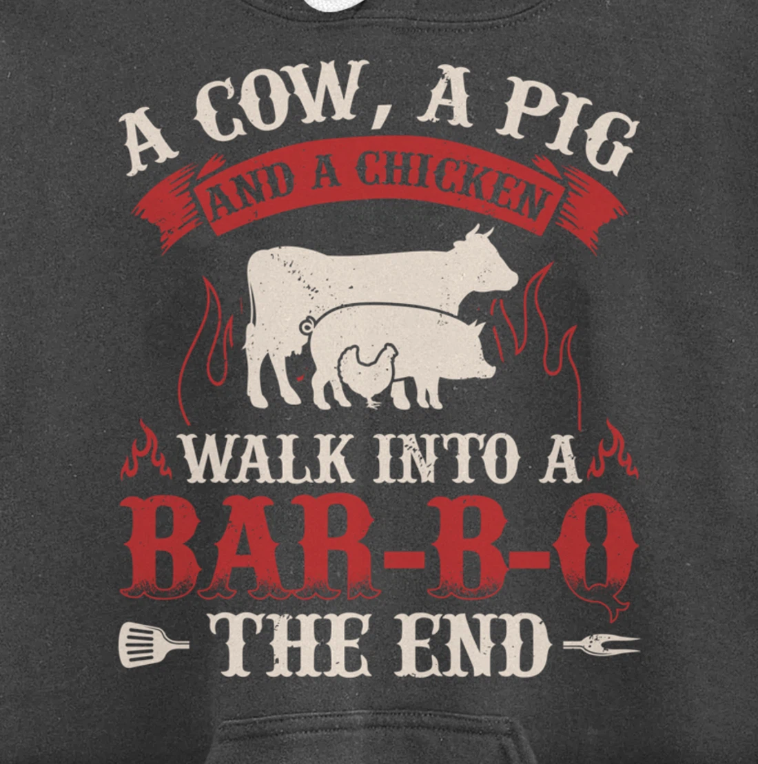 Funny Barbecue Cow Pig Chicken Graphic Meat Smoking BBQ Pullover Hoodie