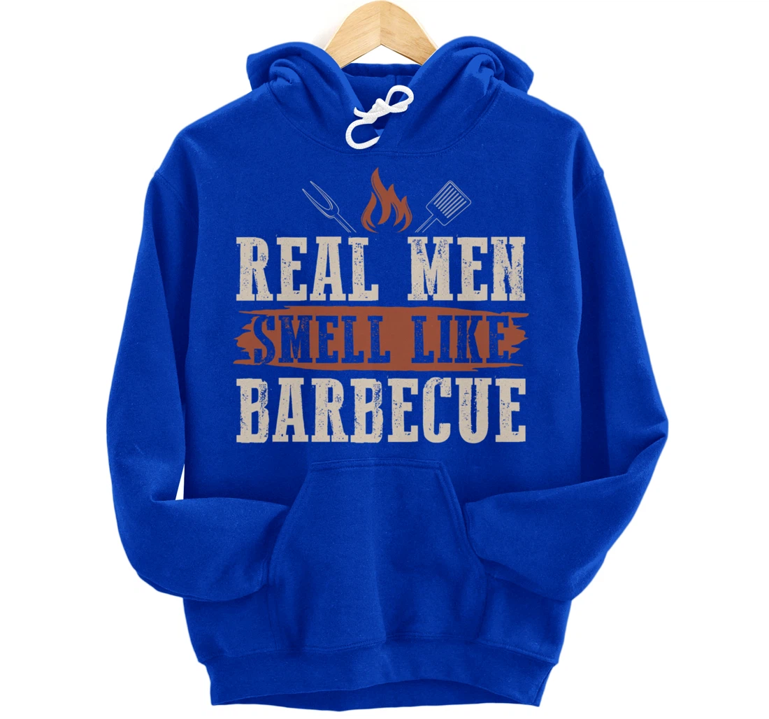 Funny Barbecue Real Men Smell Graphic Boys Meat Smoking BBQ Pullover Hoodie