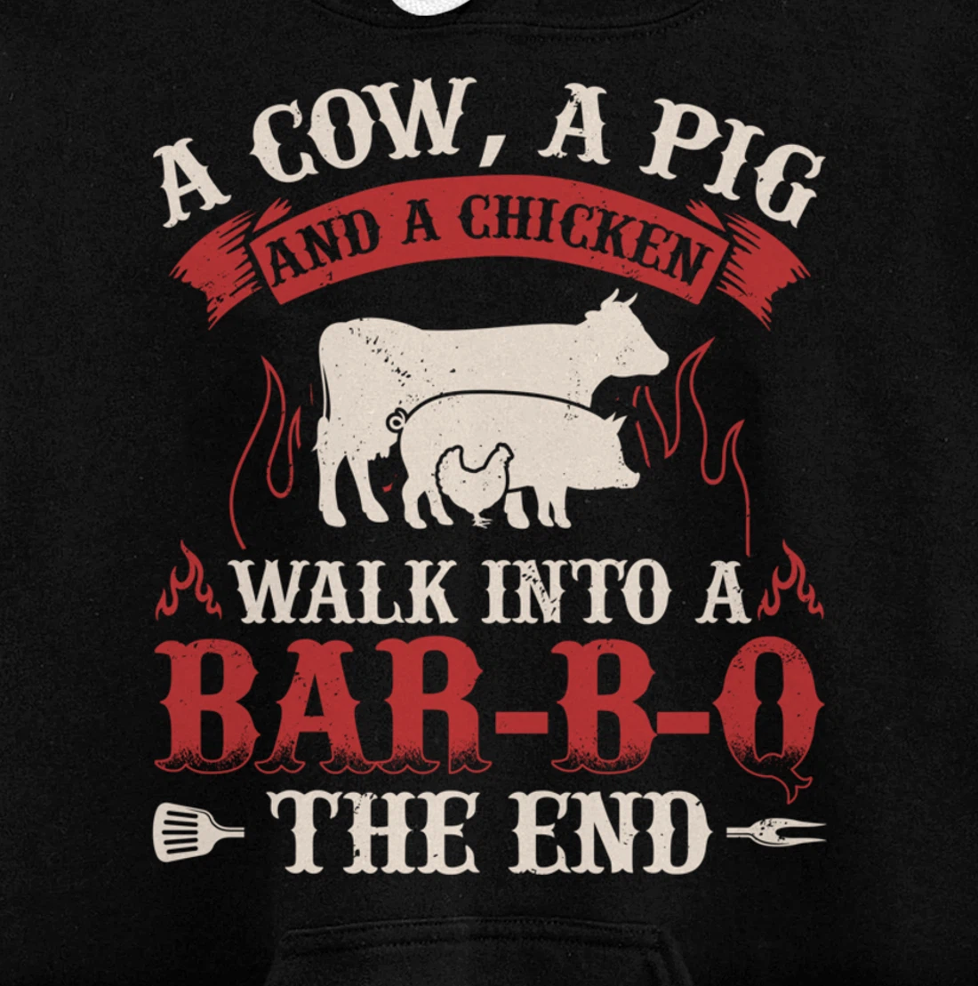 Funny Barbecue Cow Pig Chicken Graphic Meat Smoking BBQ Pullover Hoodie