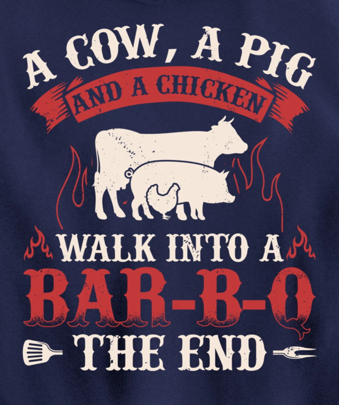 Funny Barbecue Cow Pig Chicken Graphic Meat Smoking BBQ Pullover Hoodie