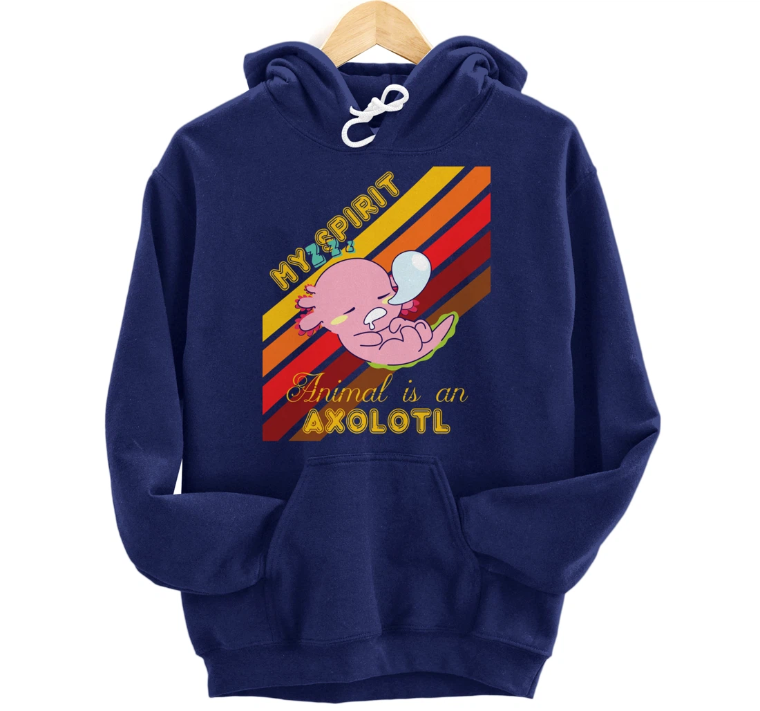 Retro Mexican Salamander Spirit Animal Is An Axolotl Pullover Hoodie