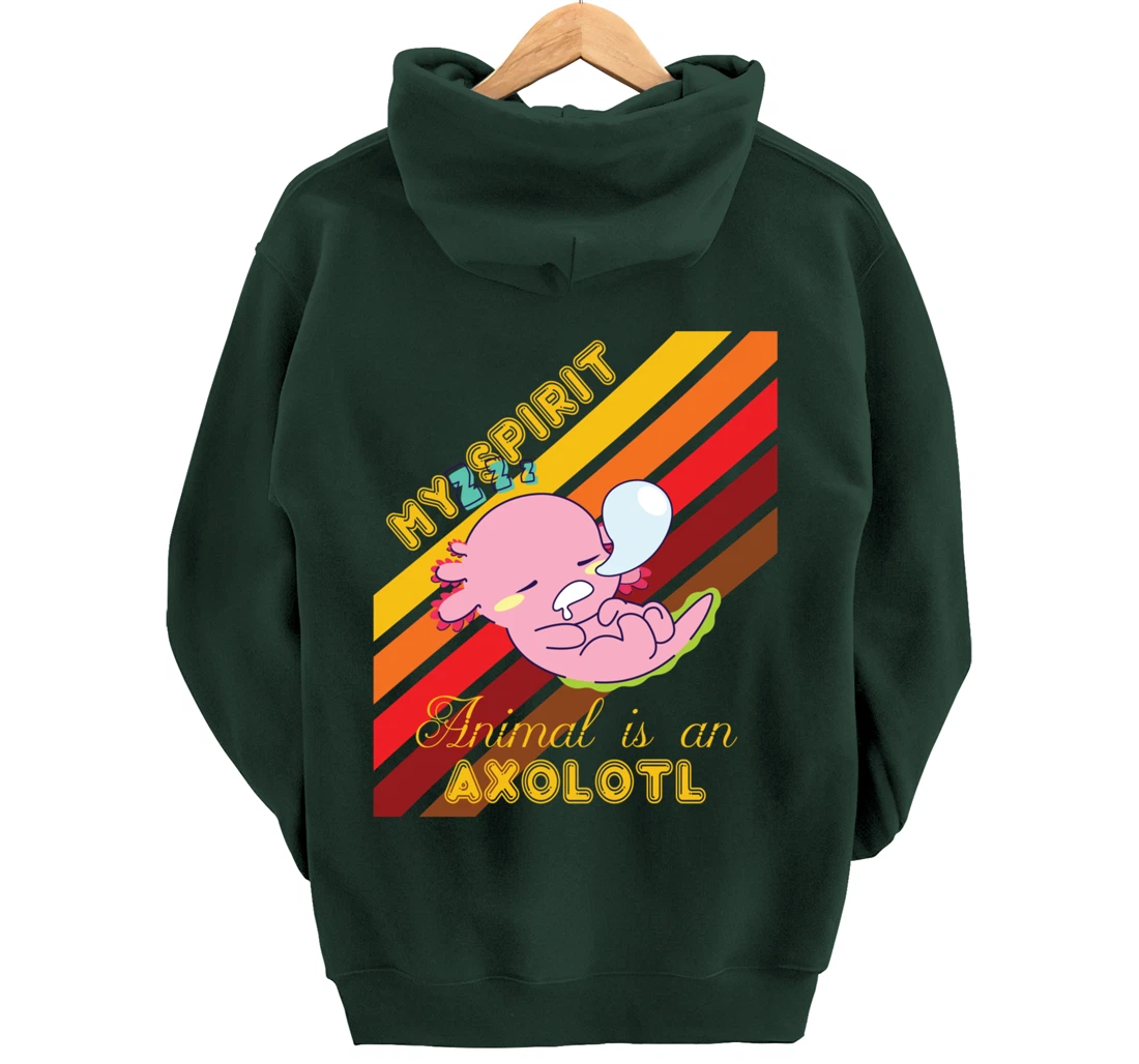 Retro Mexican Salamander Spirit Animal Is An Axolotl Pullover Hoodie