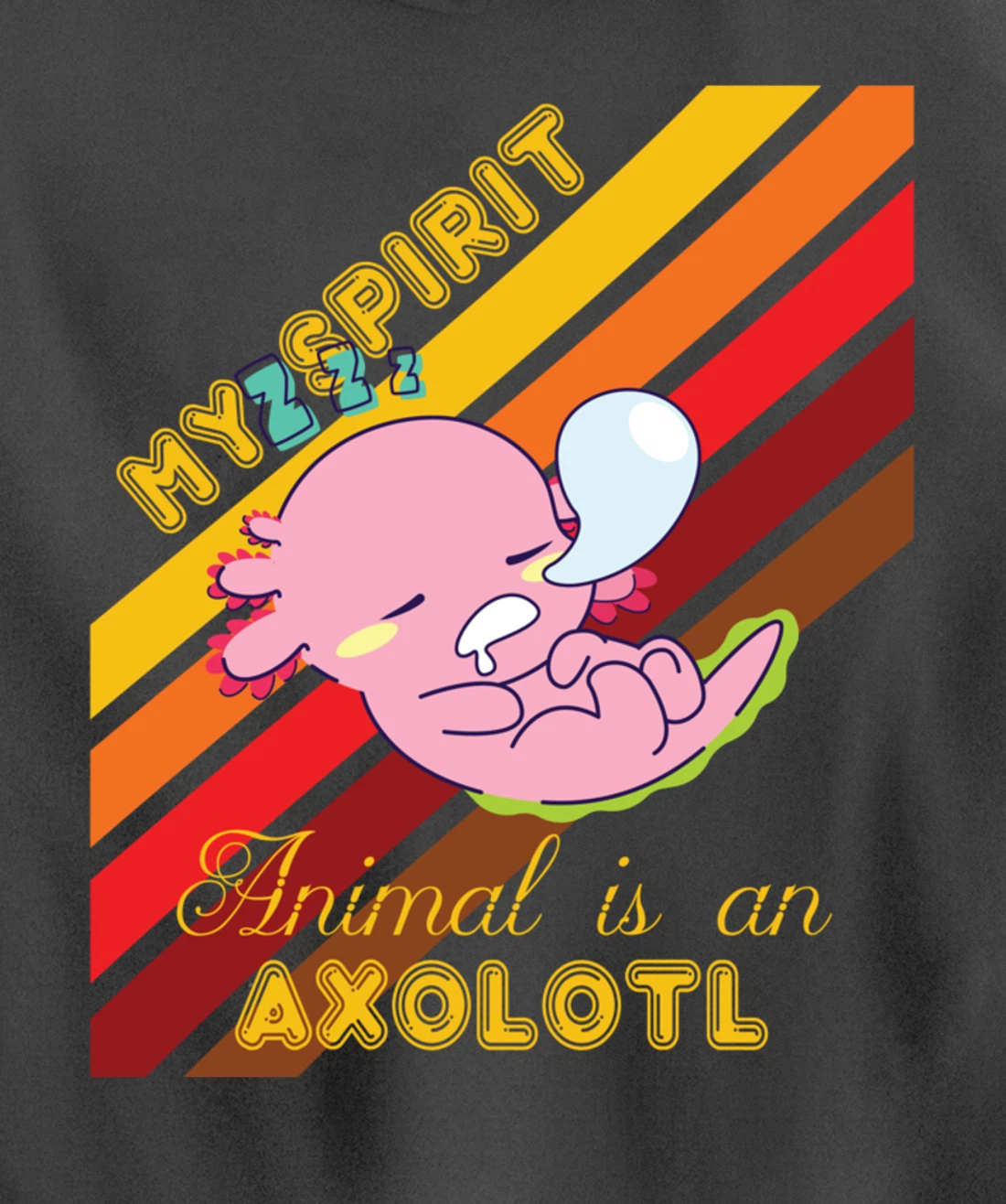 Retro Mexican Salamander Spirit Animal Is An Axolotl Pullover Hoodie