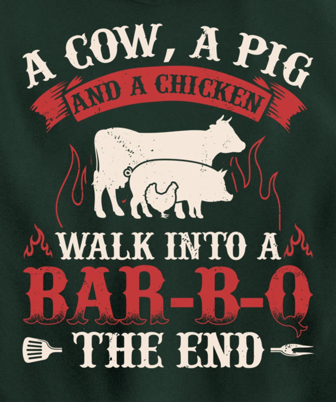 Funny Barbecue Cow Pig Chicken Graphic Meat Smoking BBQ Pullover Hoodie