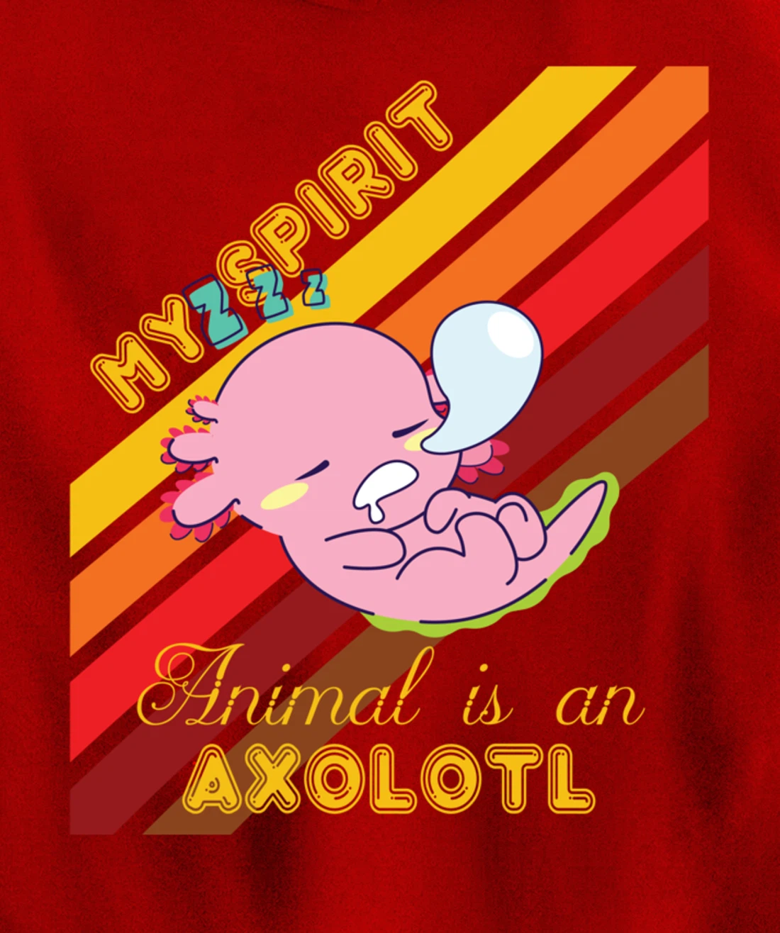 Retro Mexican Salamander Spirit Animal Is An Axolotl Pullover Hoodie