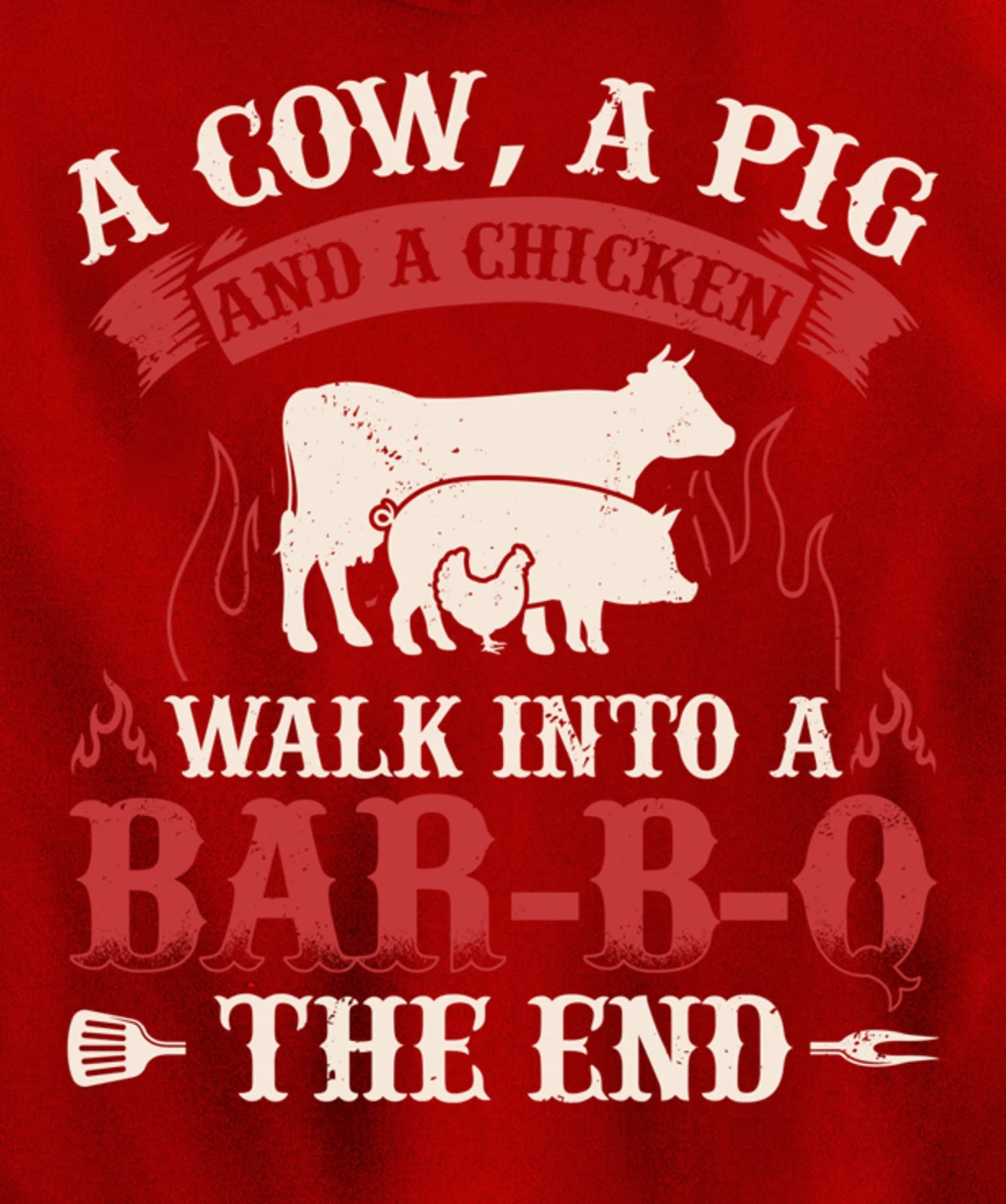 Funny Barbecue Cow Pig Chicken Graphic Meat Smoking BBQ Pullover Hoodie