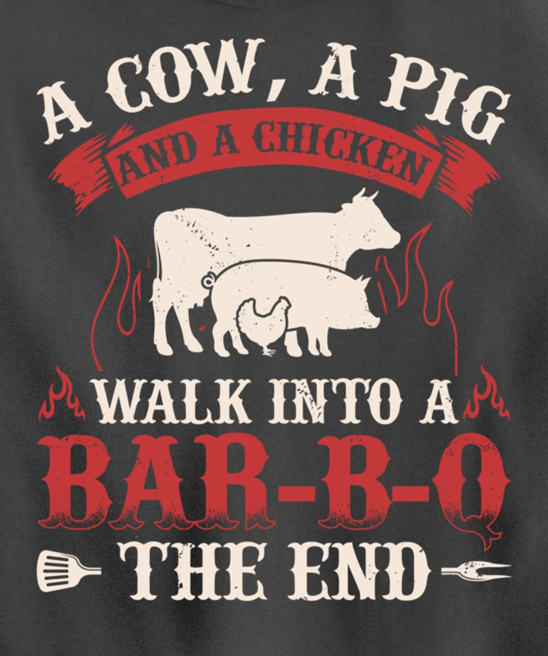 Funny Barbecue Cow Pig Chicken Graphic Meat Smoking BBQ Pullover Hoodie