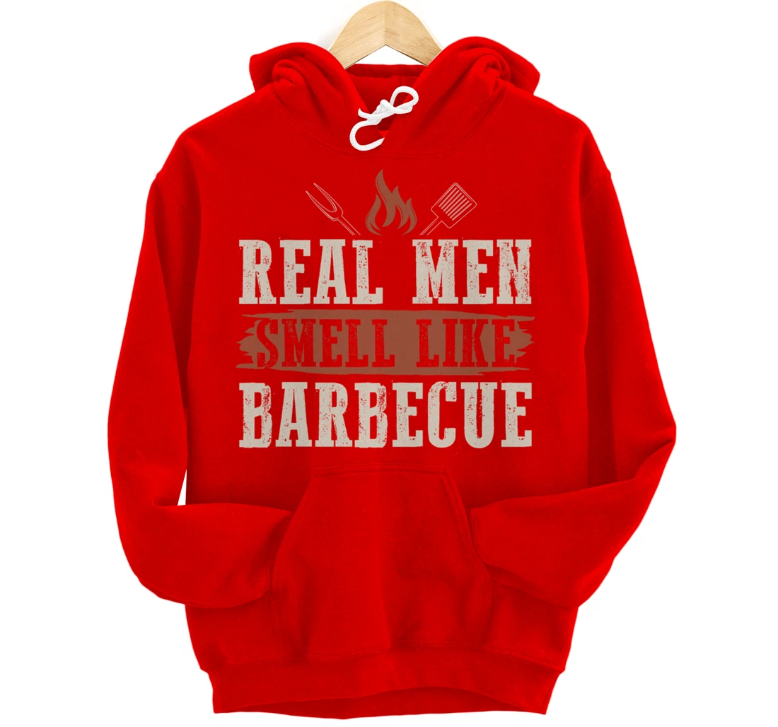Funny Barbecue Real Men Smell Graphic Boys Meat Smoking BBQ Pullover Hoodie