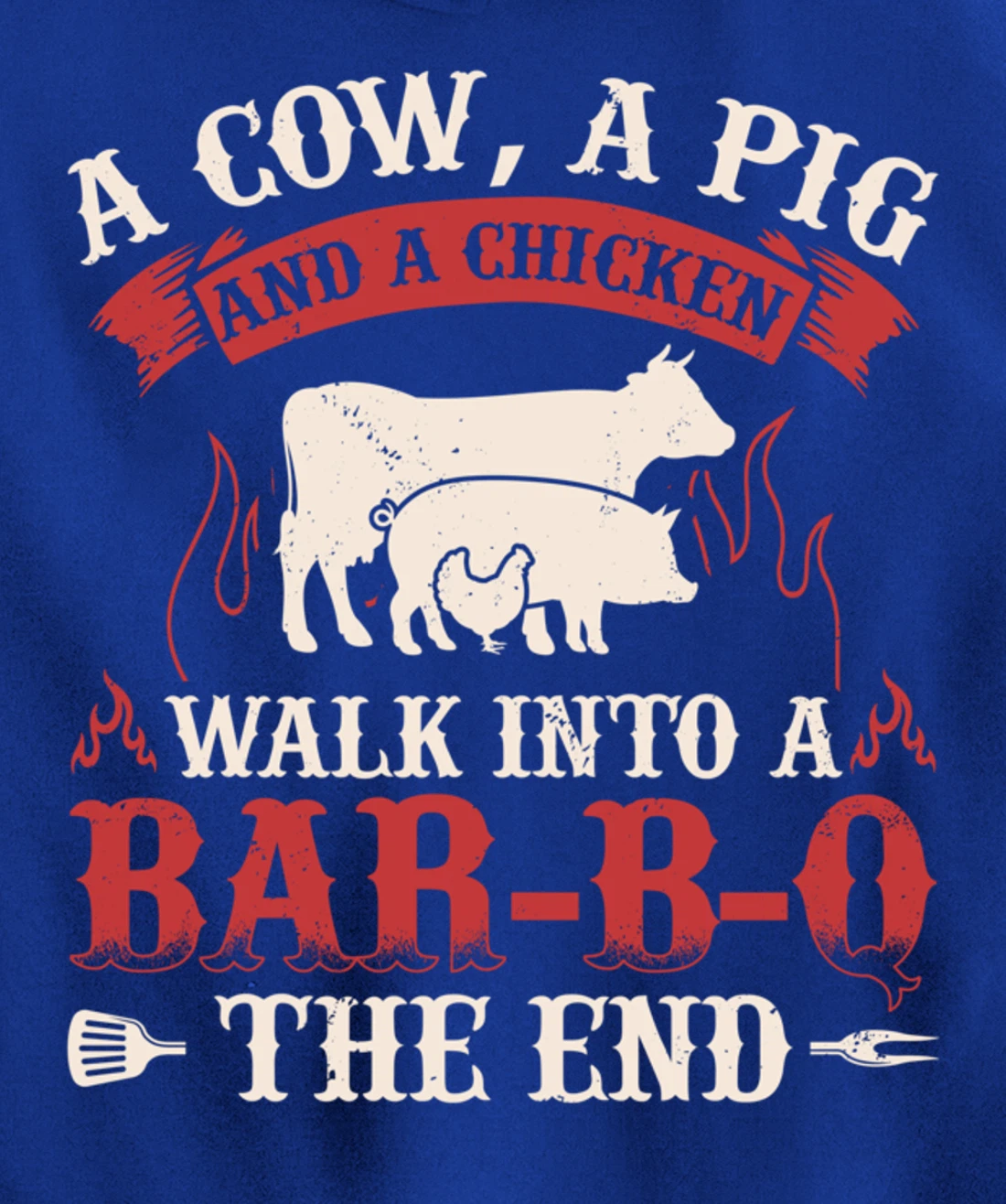 Funny Barbecue Cow Pig Chicken Graphic Meat Smoking BBQ Pullover Hoodie