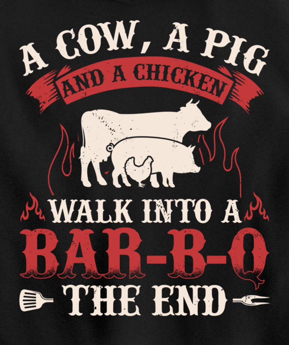 Funny Barbecue Cow Pig Chicken Graphic Meat Smoking BBQ Pullover Hoodie