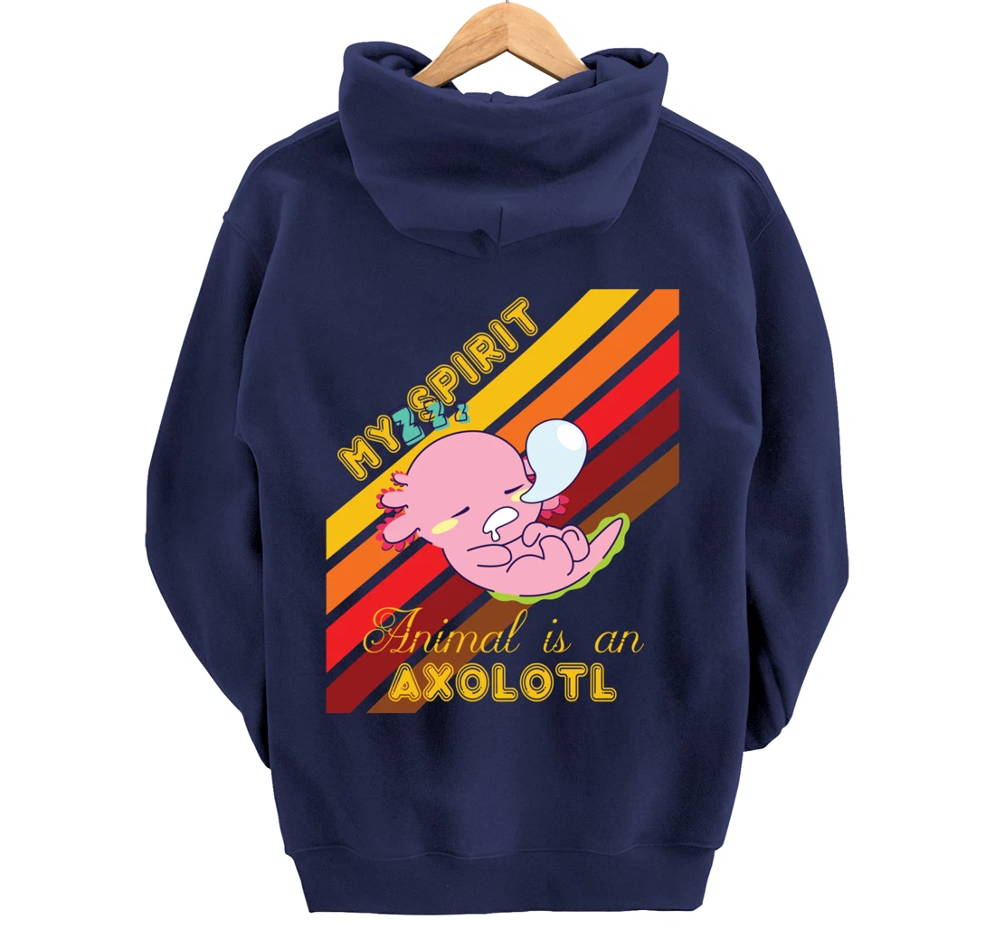 Retro Mexican Salamander Spirit Animal Is An Axolotl Pullover Hoodie