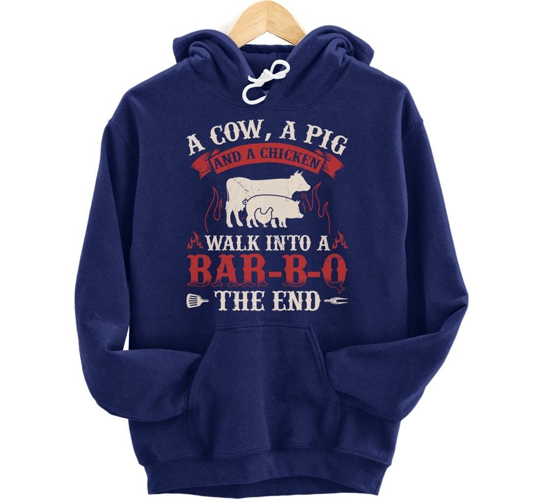 Funny Barbecue Cow Pig Chicken Graphic Meat Smoking BBQ Pullover Hoodie