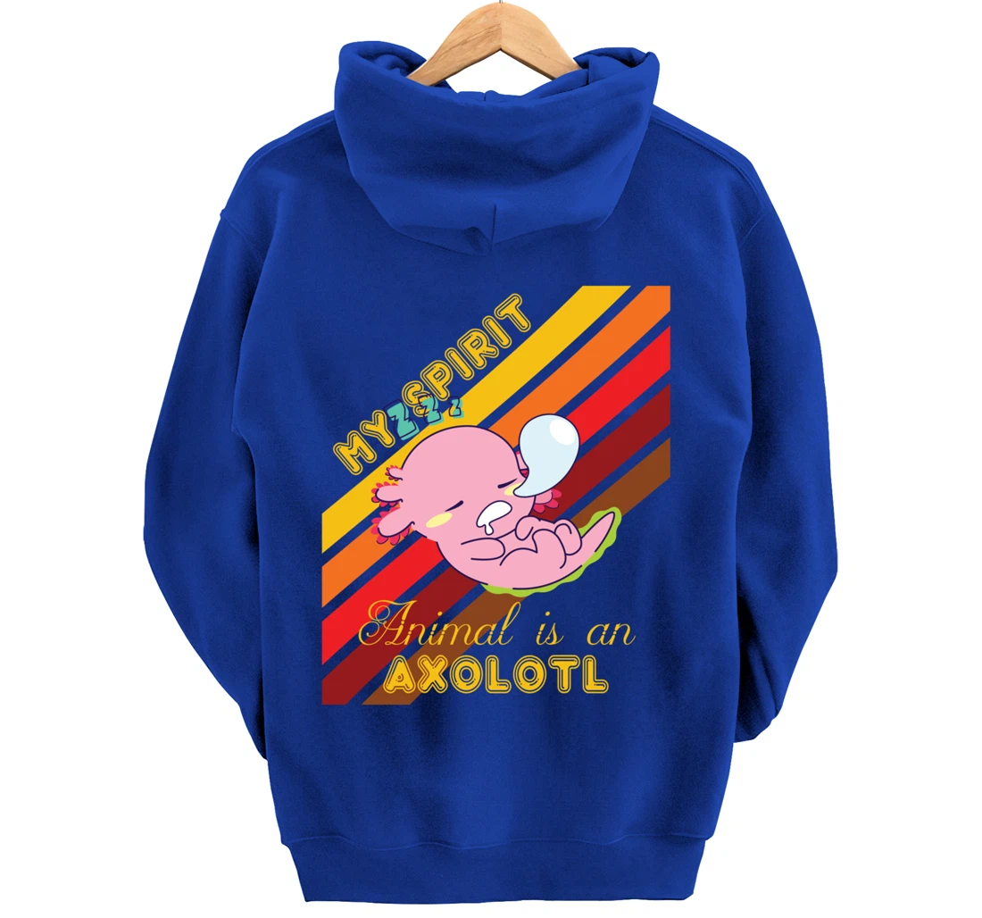 Retro Mexican Salamander Spirit Animal Is An Axolotl Pullover Hoodie