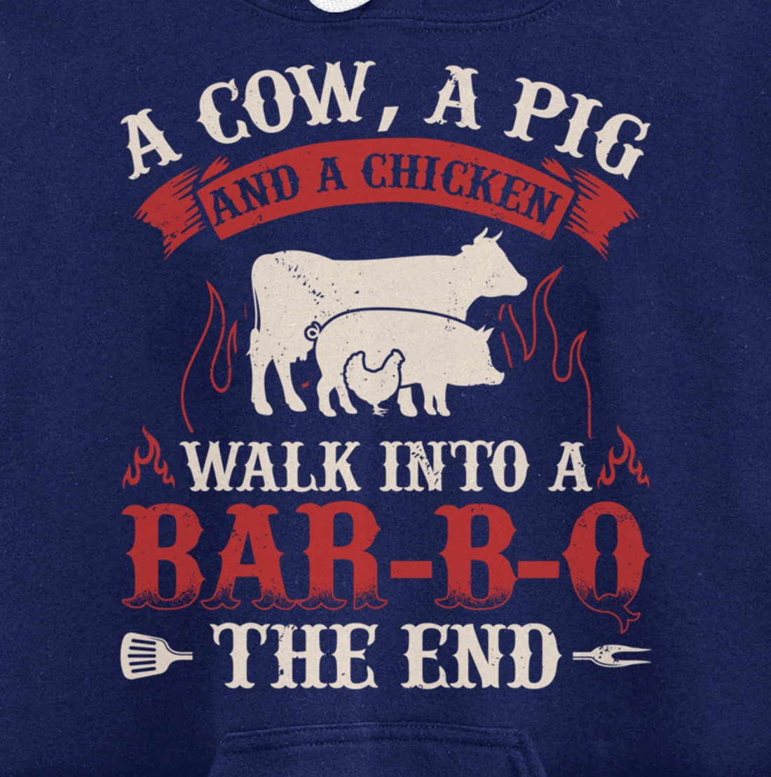 Funny Barbecue Cow Pig Chicken Graphic Meat Smoking BBQ Pullover Hoodie