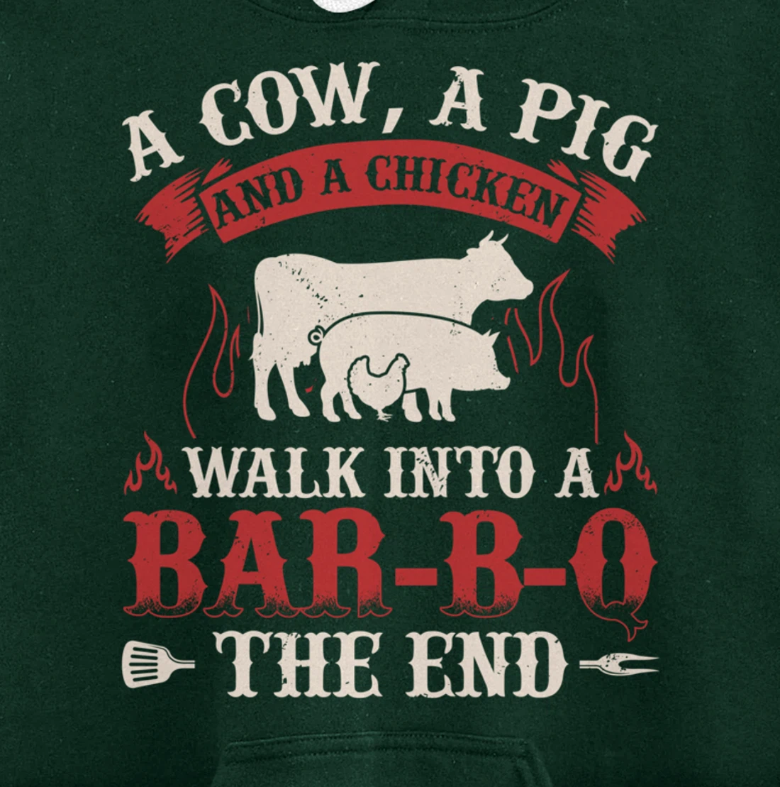 Funny Barbecue Cow Pig Chicken Graphic Meat Smoking BBQ Pullover Hoodie