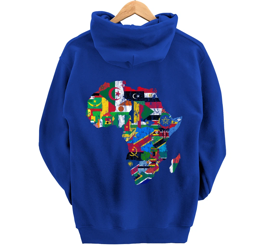 African Flags, African Silhouette, Africa Map, African Pride Pullover Hoodie