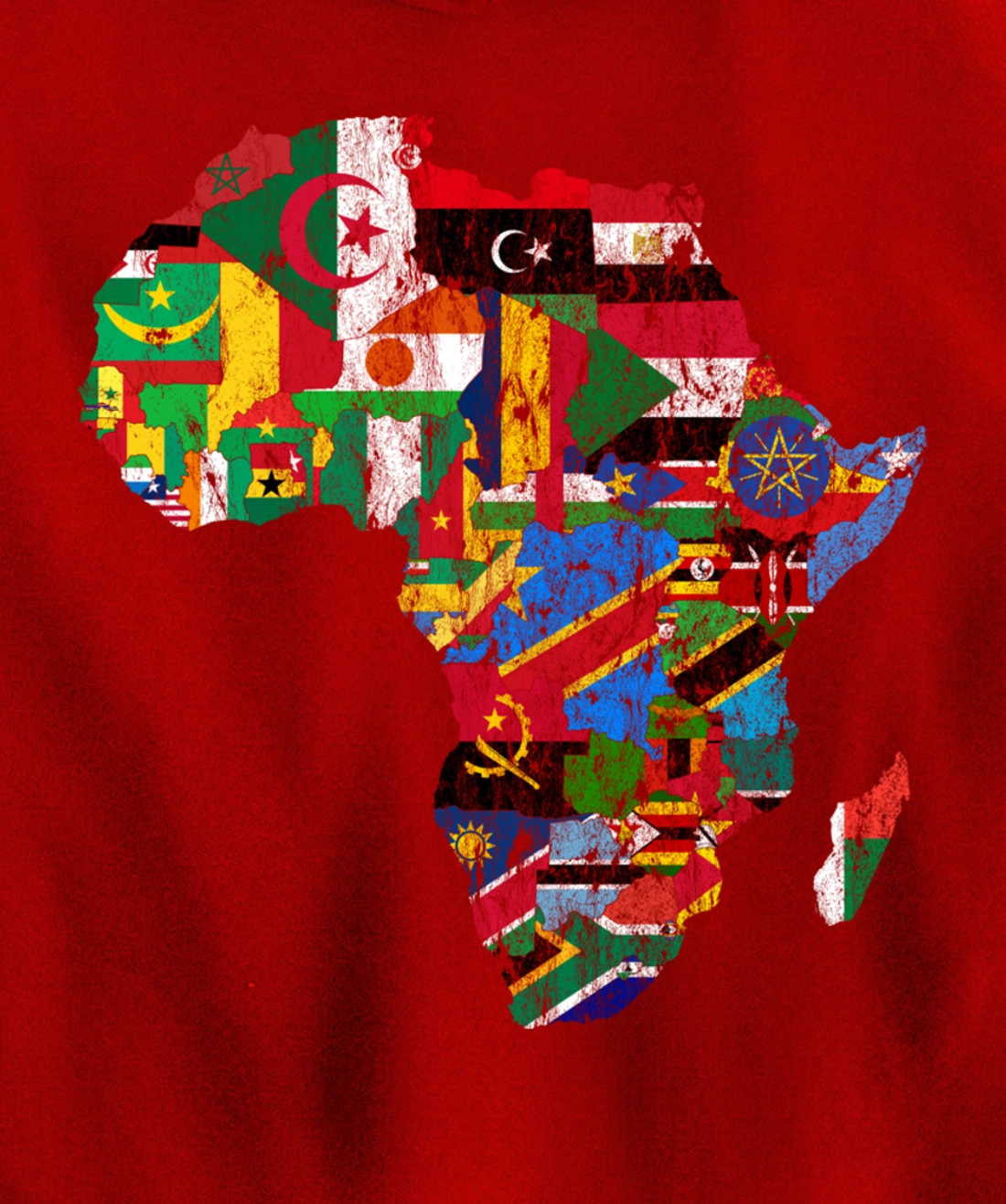 African Flags, African Silhouette, Africa Map, African Pride Pullover Hoodie