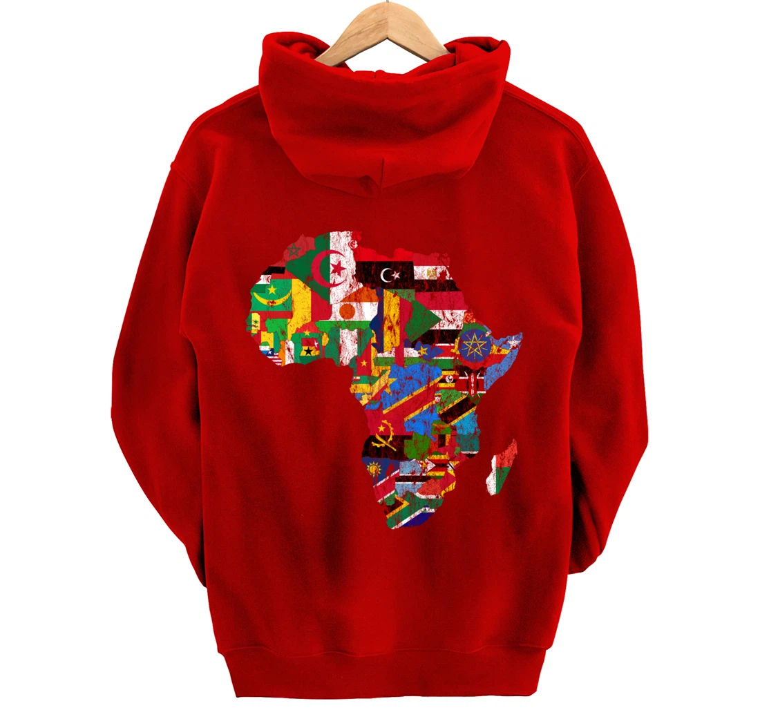 African Flags, African Silhouette, Africa Map, African Pride Pullover Hoodie