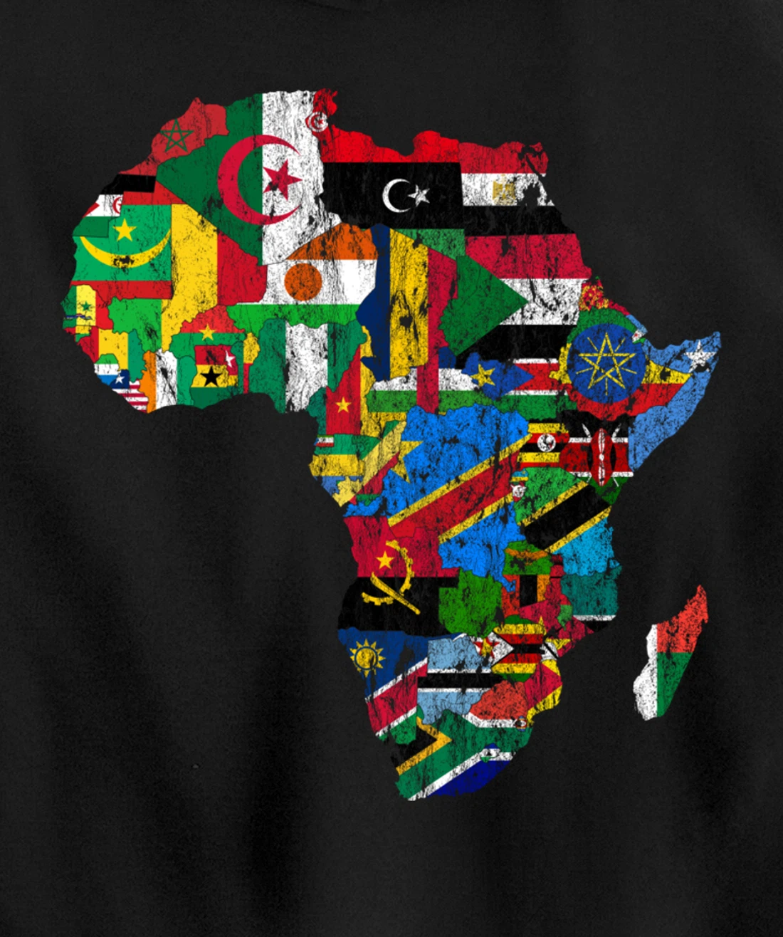 African Flags, African Silhouette, Africa Map, African Pride Pullover Hoodie