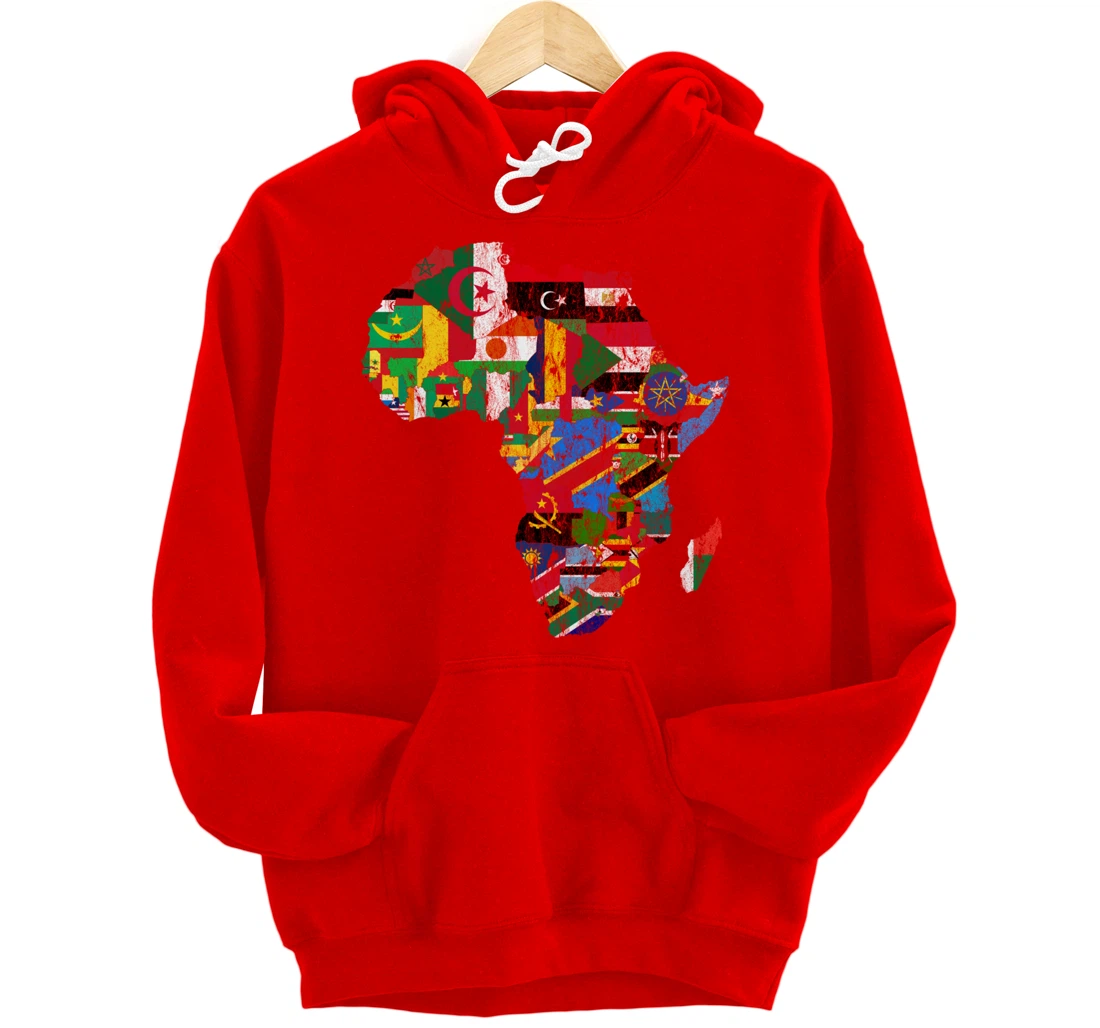 African Flags, African Silhouette, Africa Map, African Pride Pullover Hoodie
