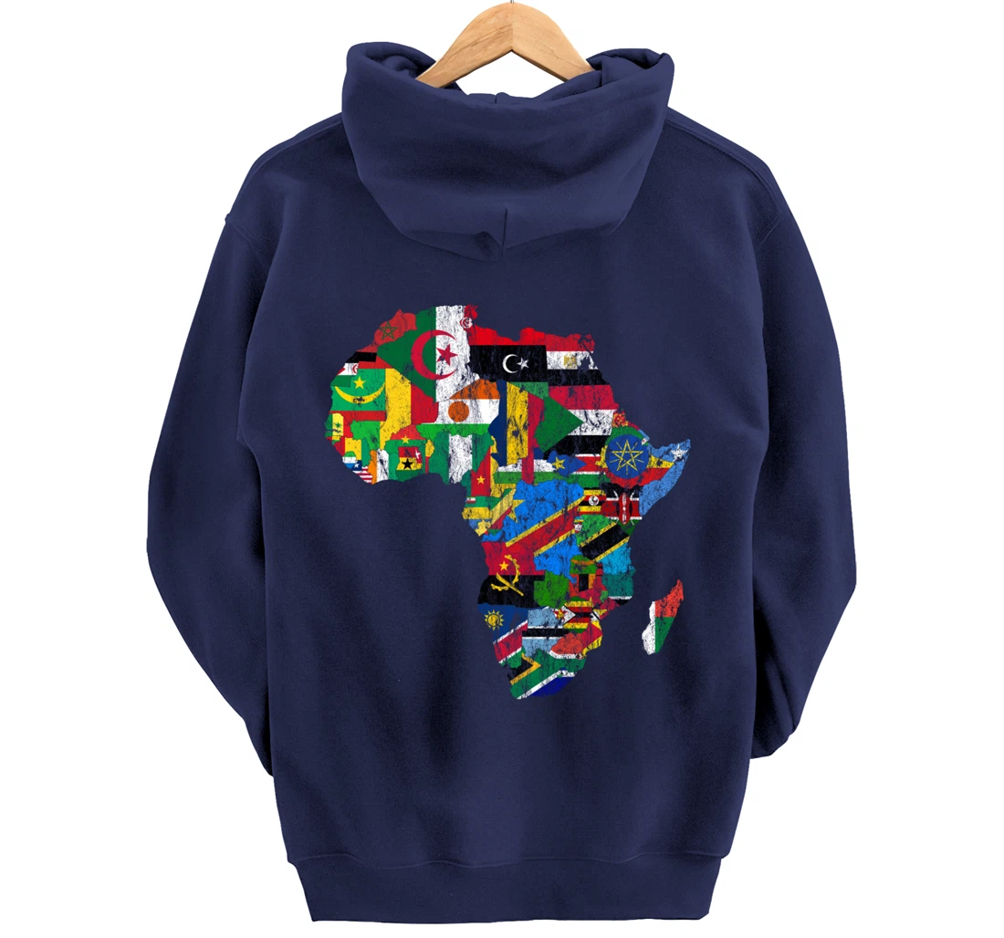 African Flags, African Silhouette, Africa Map, African Pride Pullover Hoodie