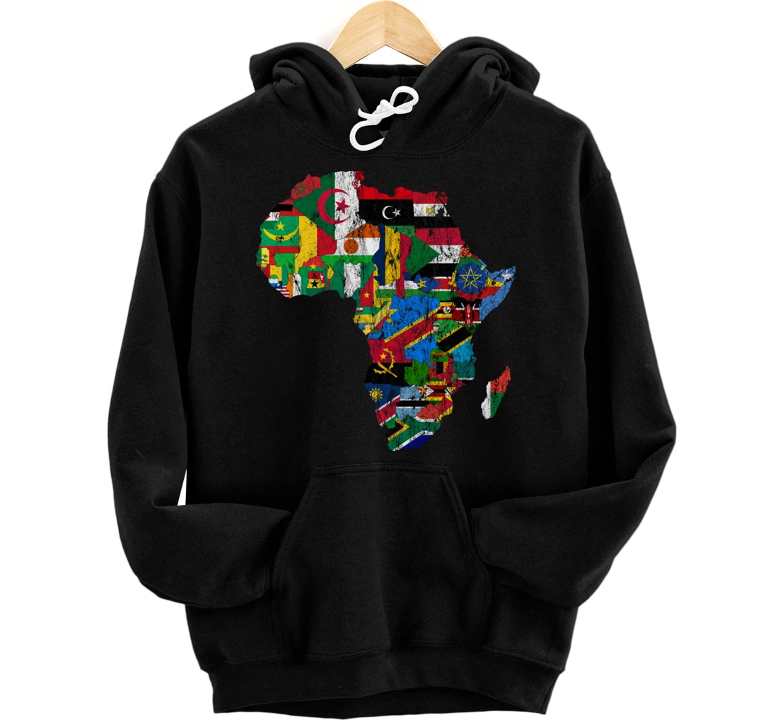 African Flags, African Silhouette, Africa Map, African Pride Pullover Hoodie