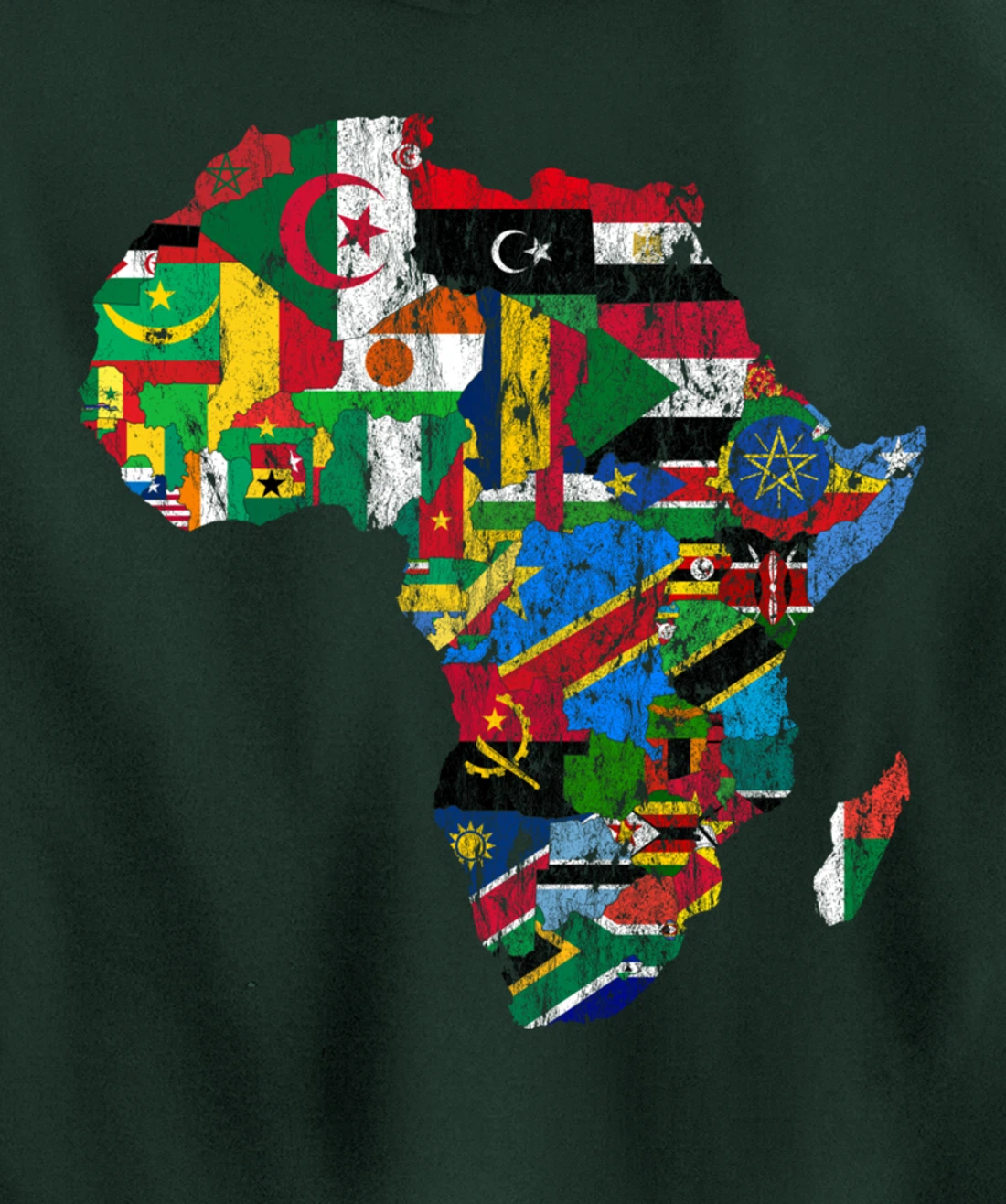 African Flags, African Silhouette, Africa Map, African Pride Pullover Hoodie