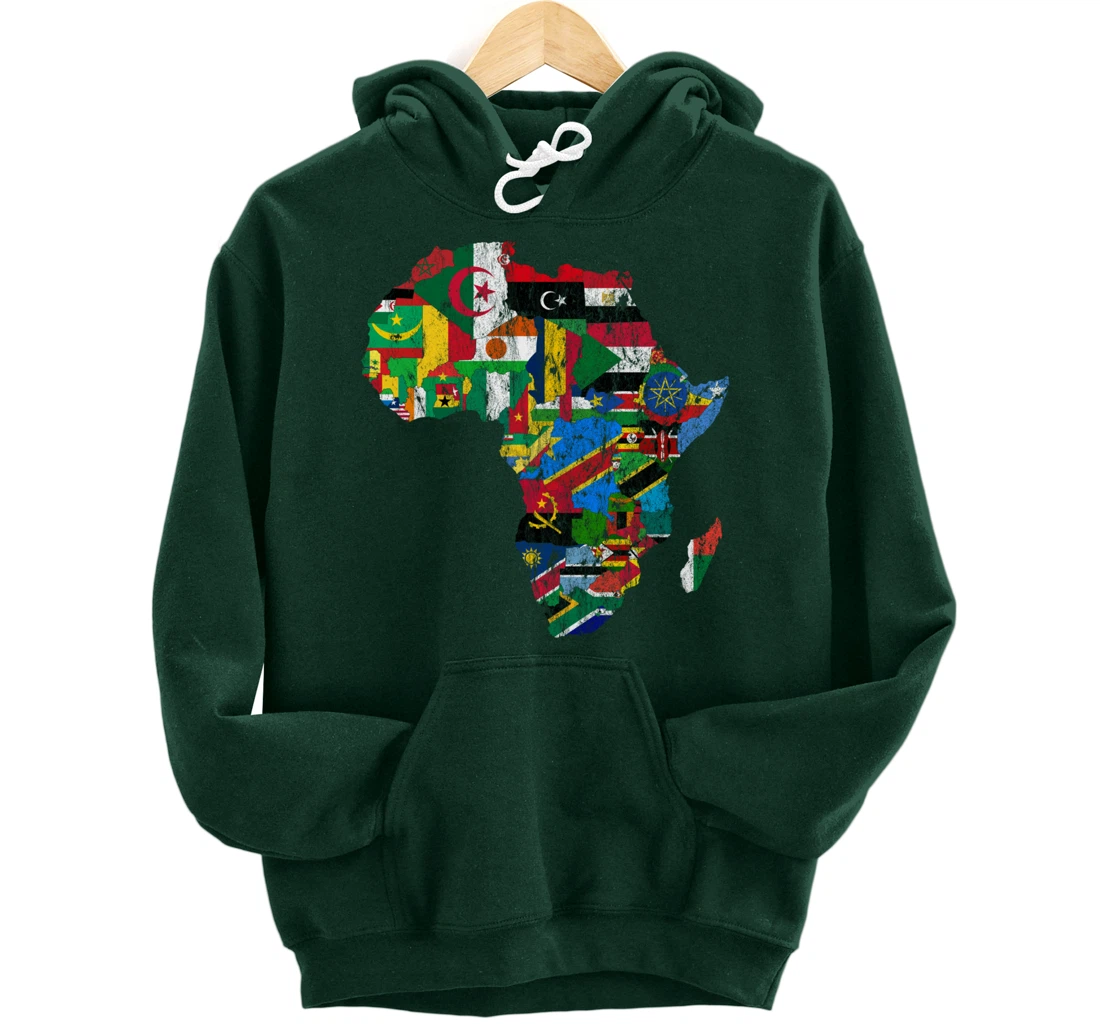 African Flags, African Silhouette, Africa Map, African Pride Pullover Hoodie