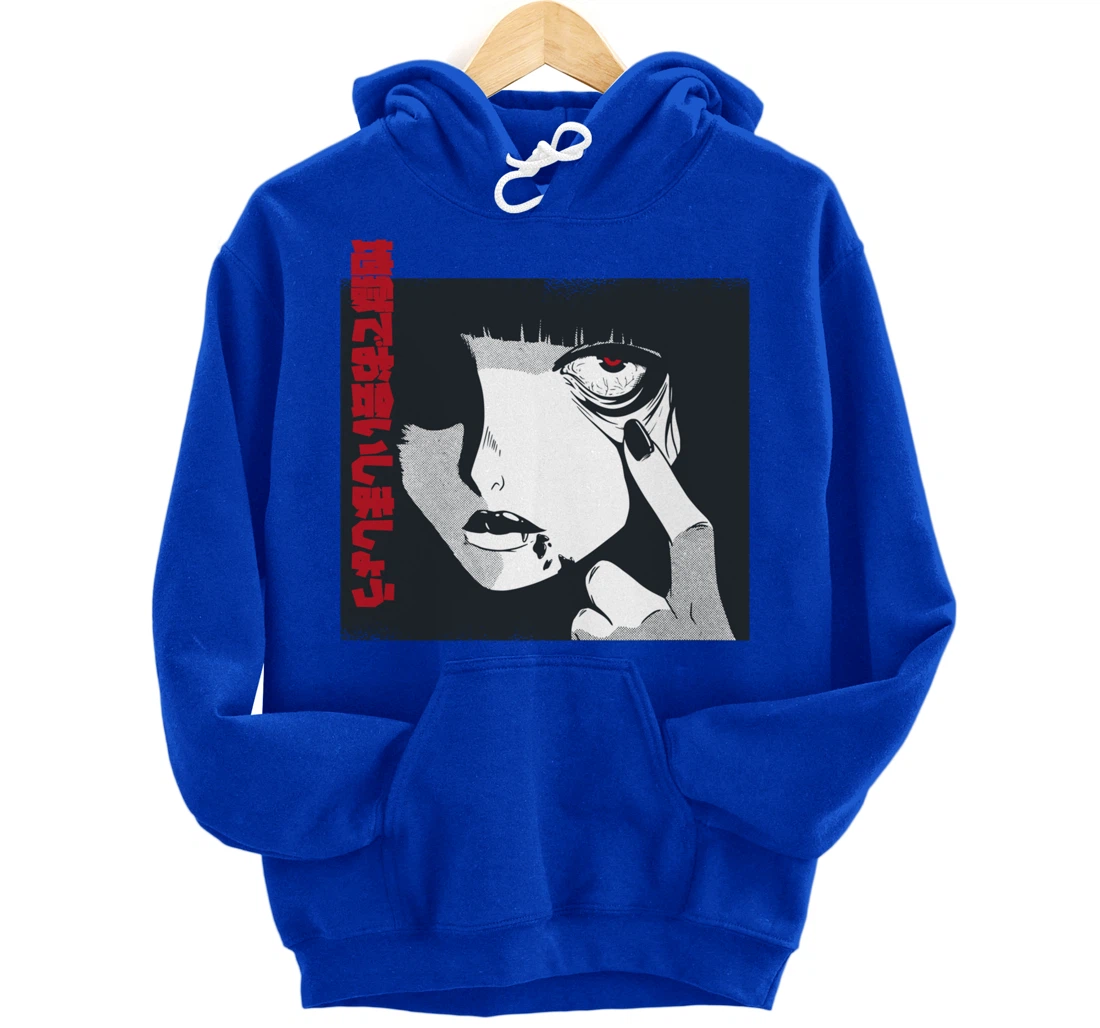 Horror Anime Girl Japanese Vaporwave Egirl Clothes Aesthetic Pullover Hoodie
