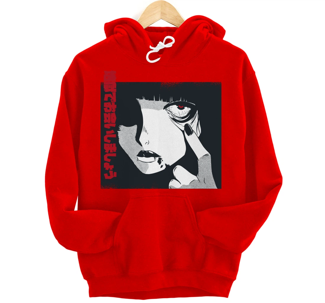 Horror Anime Girl Japanese Vaporwave Egirl Clothes Aesthetic Pullover Hoodie