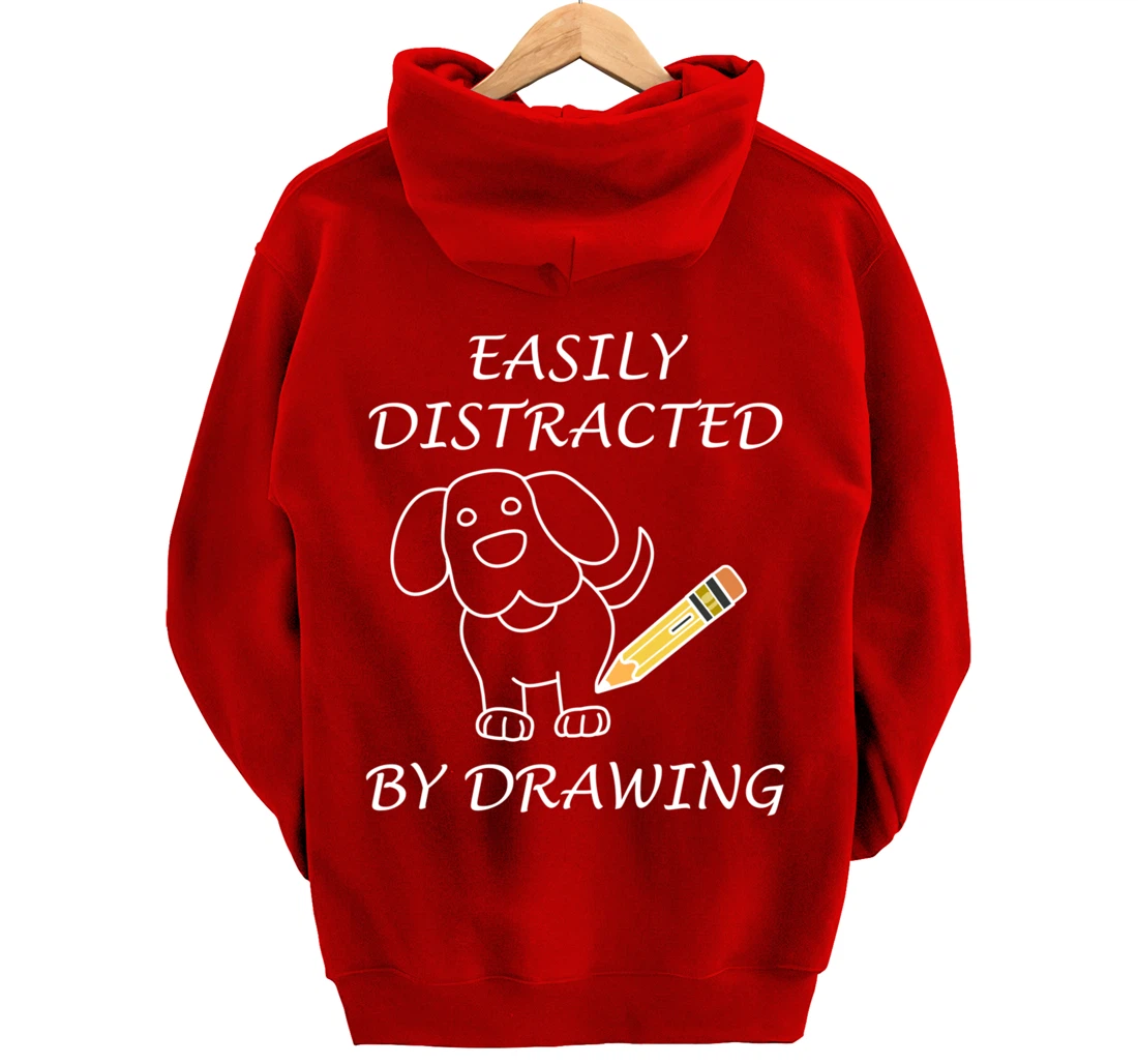 Distracted by Drawing Sketching Illustrator Pullover Hoodie